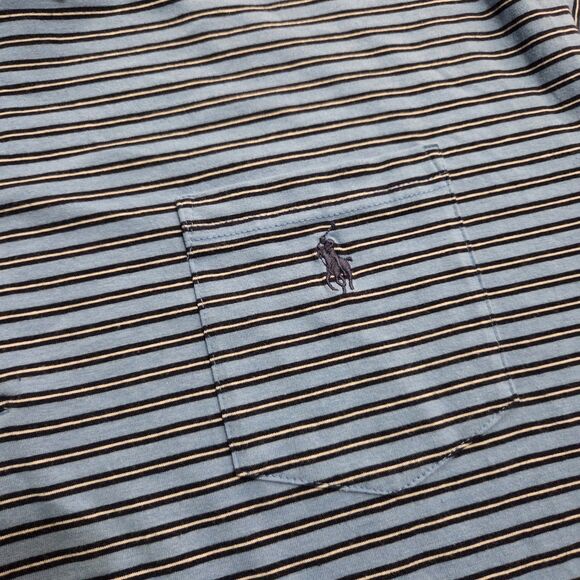 Polo Ralph Lauren Polo Shirt Mens 4XB 4XL Big Blue Striped Stretch Golfer Golf - Picture 2 of 8